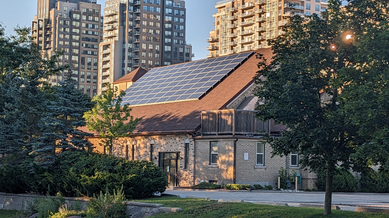 A large solar panel array